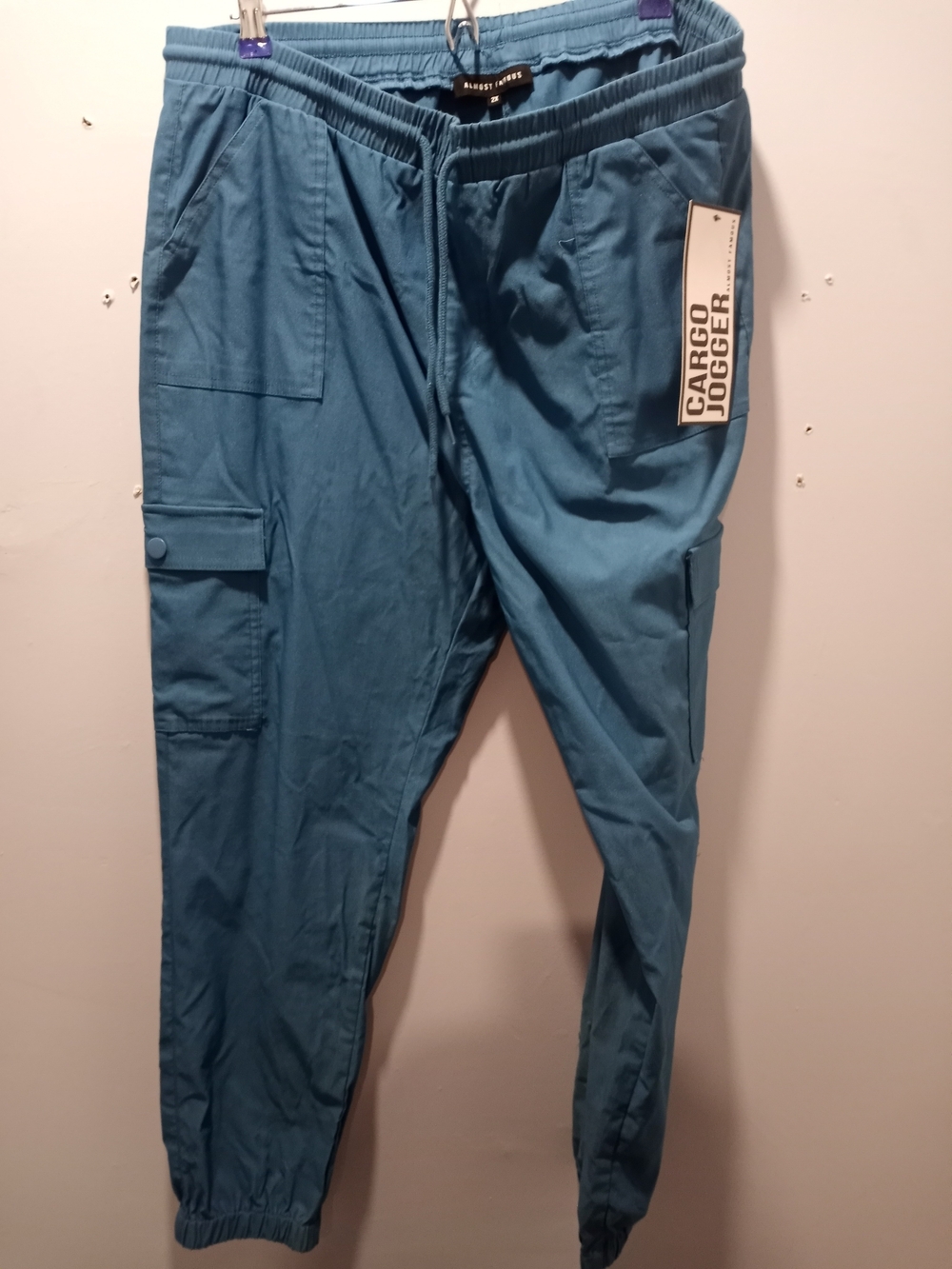 Almost Famous Teal Cargo Jogger Pants